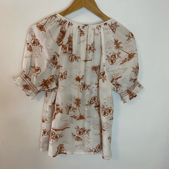 Madewell Smocked Button Down Top Paradise Voile Top - Picture 6 of 11